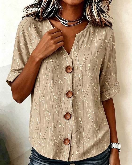 Blouse Mini V-Hals Knoop Casual
