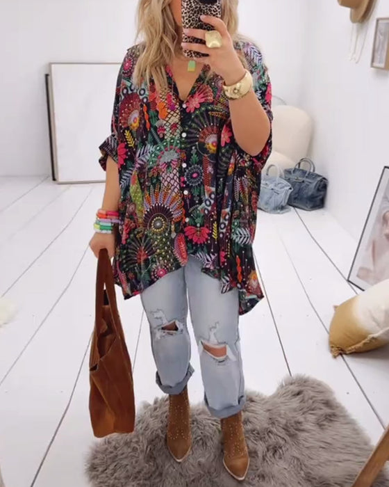 Blouse Los Mode Bedrukt