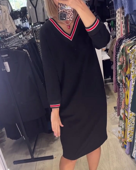 Jurk met V-hals en zakken