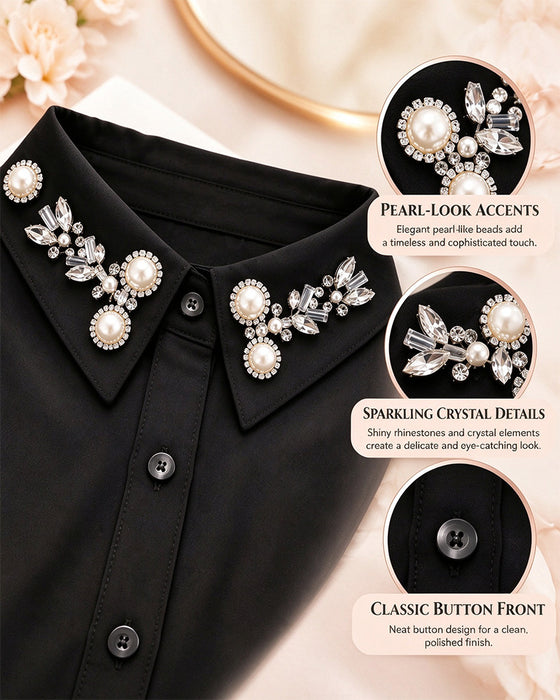 ✨ Met Juwelen Bezette Afneembare Kraag-Instant Elegantie & Moeiteloos Layeren