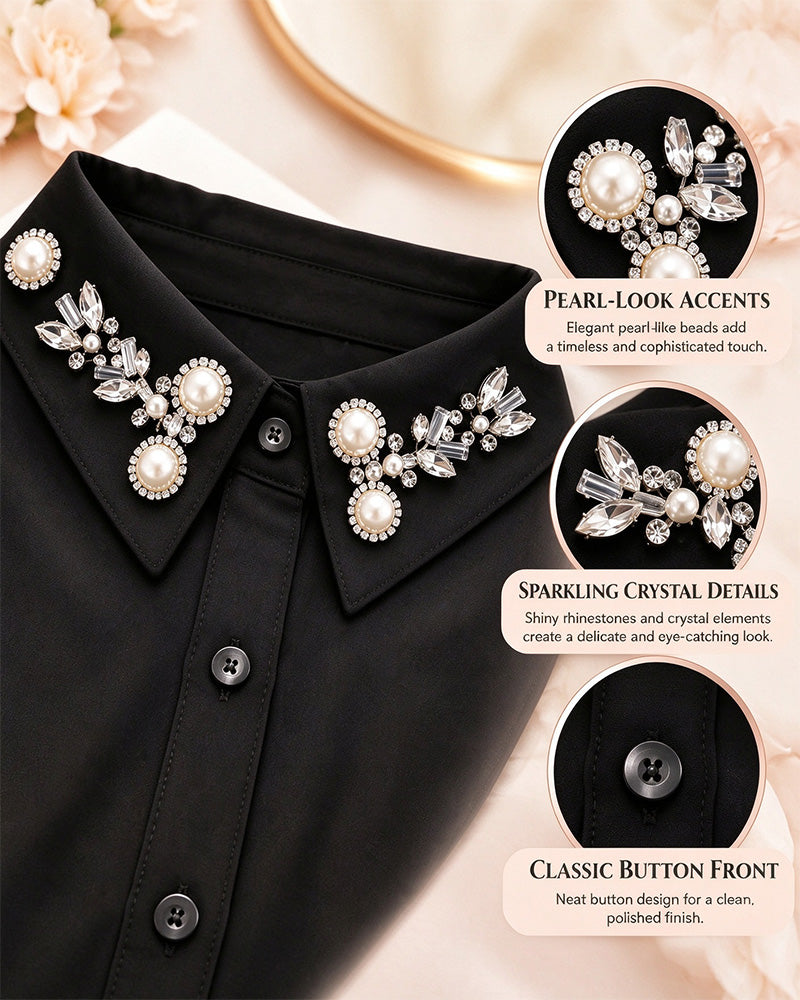 ✨ Met Juwelen Bezette Afneembare Kraag-Instant Elegantie & Moeiteloos Layeren