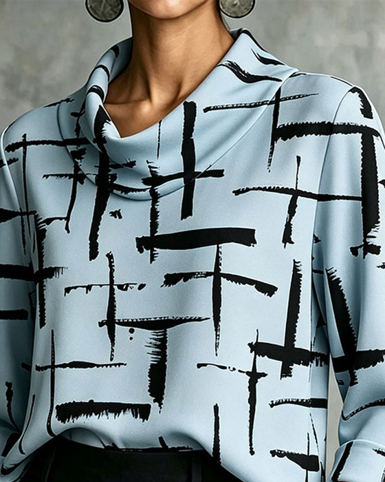 Blouse Mock Cowl Hals Kruis Patroon