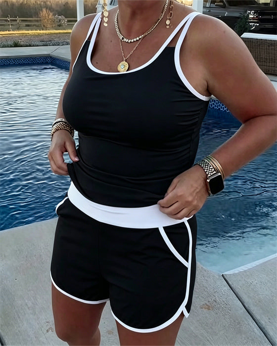 Tankini Met Contrast Kleur Bies En Afwerking