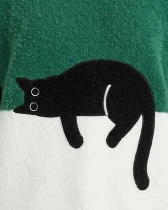 Trui Rondhals Contrastkleur Kat