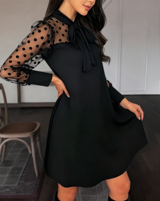 Elegante Effen Kleur Jurk Met Lintstiksel