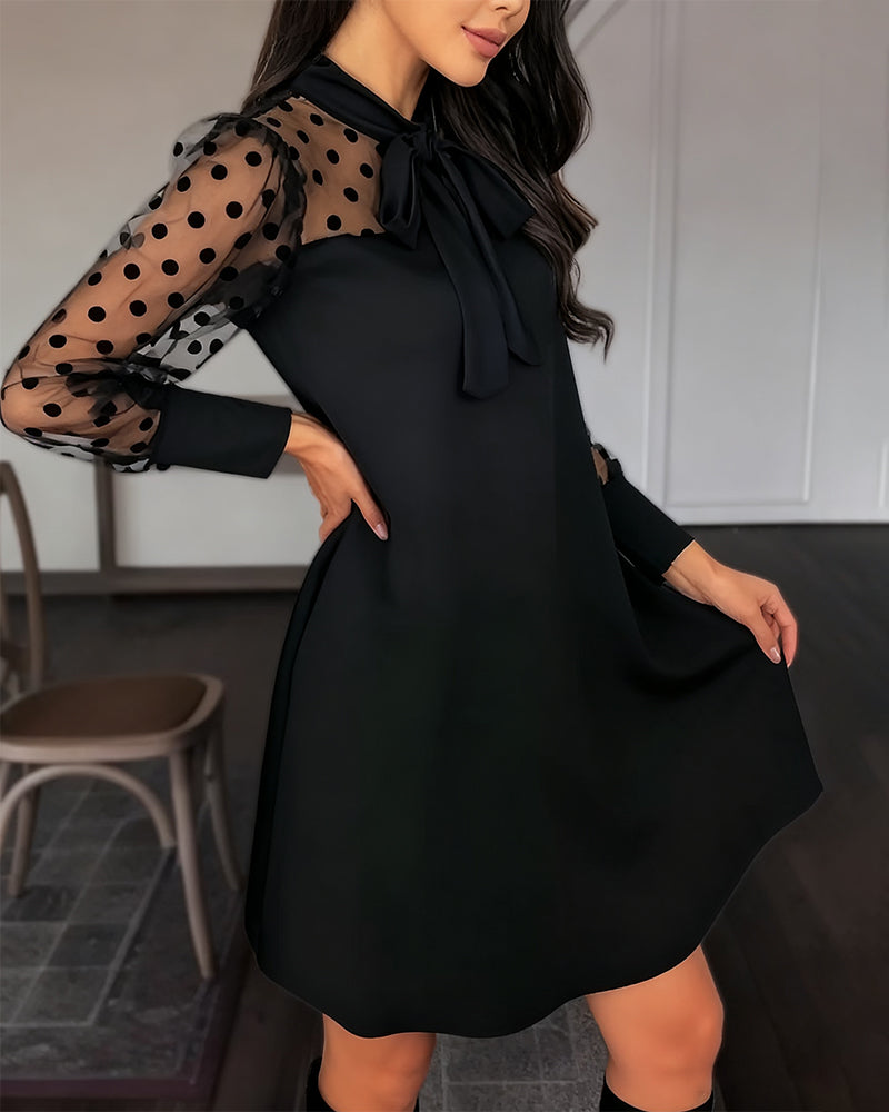 Elegante Effen Kleur Jurk Met Lintstiksel