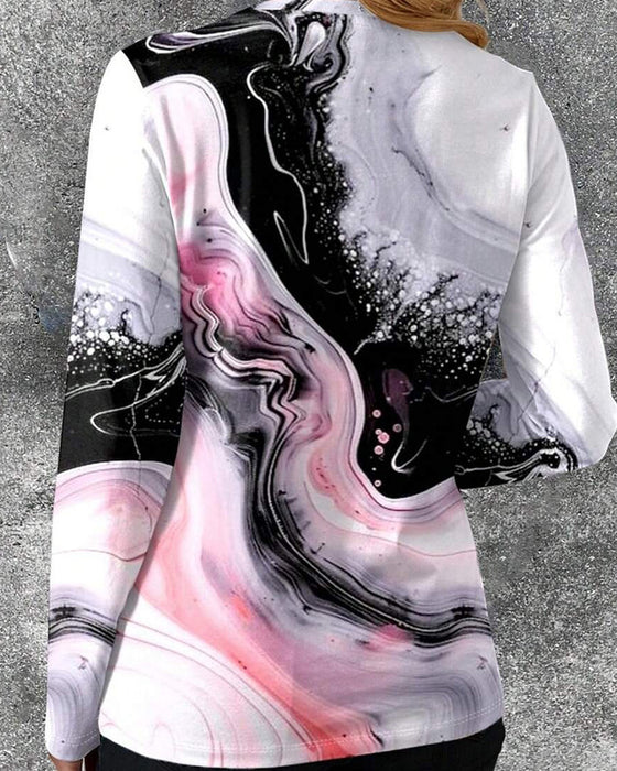 Top Ronde Hals Gedrukt Casual Lange Mouw