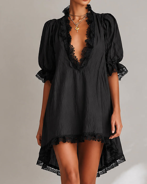 Jurk Kant Patchwork Asymmetrisch