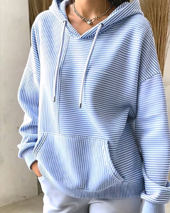 Hoodie Casual Gestreept Met Trekkoord