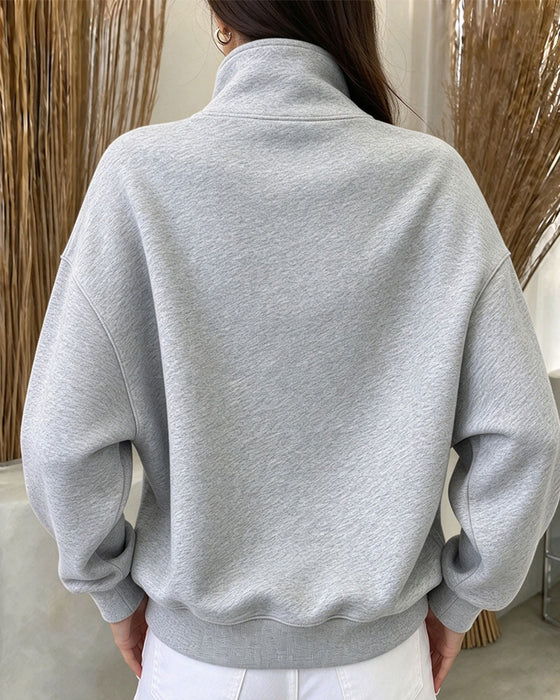Sweatshirt Hoge Kraag Geknoopt Lange Mouw