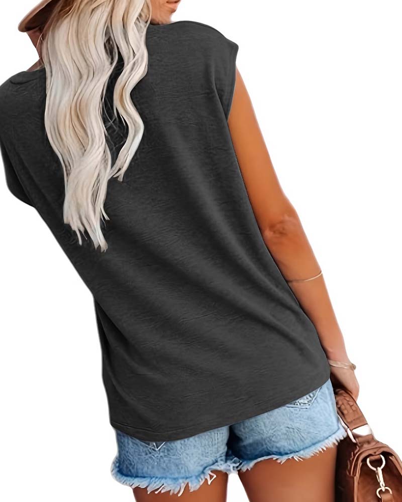 T-Shirt V-Hals Bedrukt Mouwloos