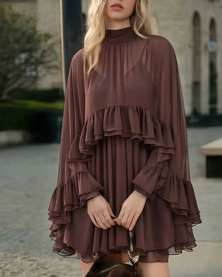 Set Elegante Chiffon Cami-Jurk Tweedelig