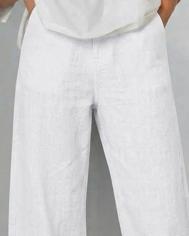 Broek Effen Opengewerkt Casual