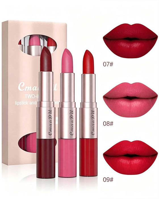 Set 2-In-1 Dubbelzijdige Lippenstift En Lipgloss