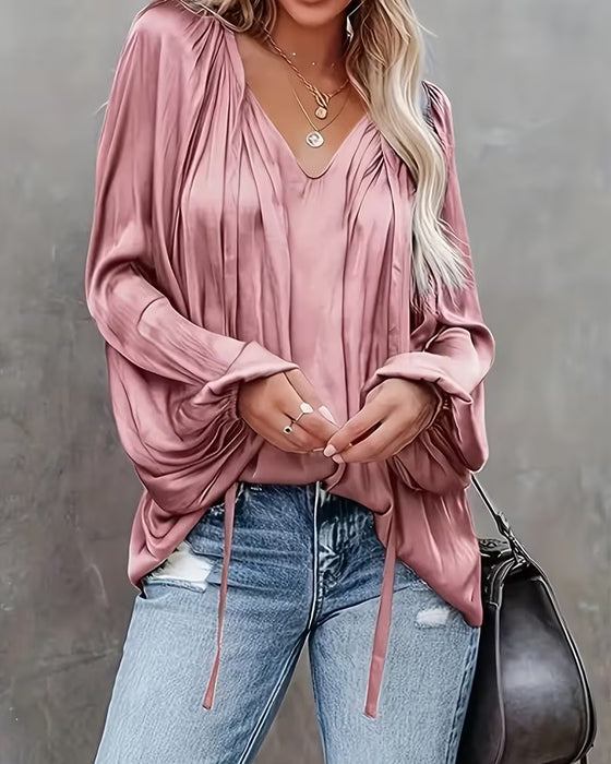 Blouse Vetersluiting Effen Kleur