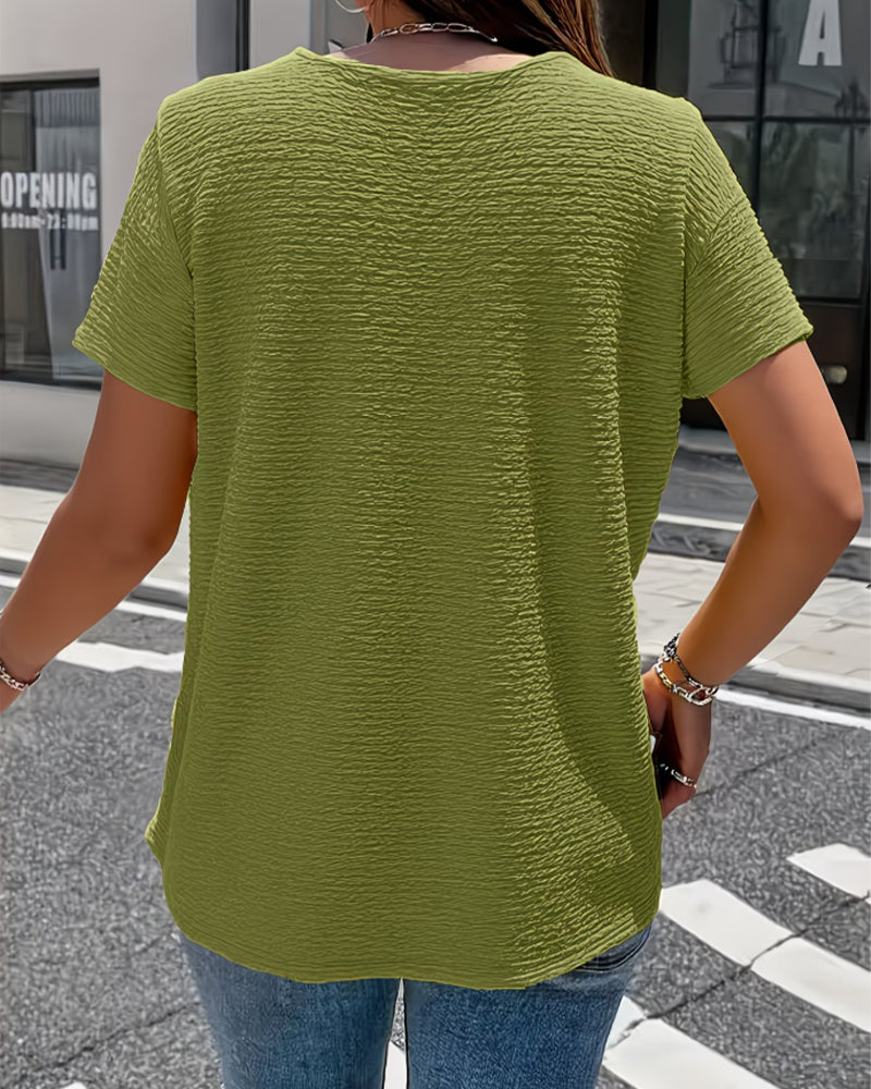 T-shirt Peter Pan Kraag Drie Knopen