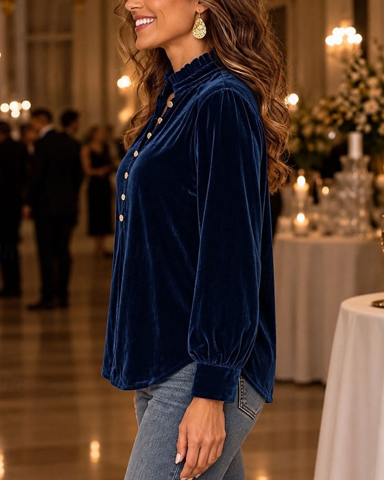 Blouse Effen Knoop Elegant