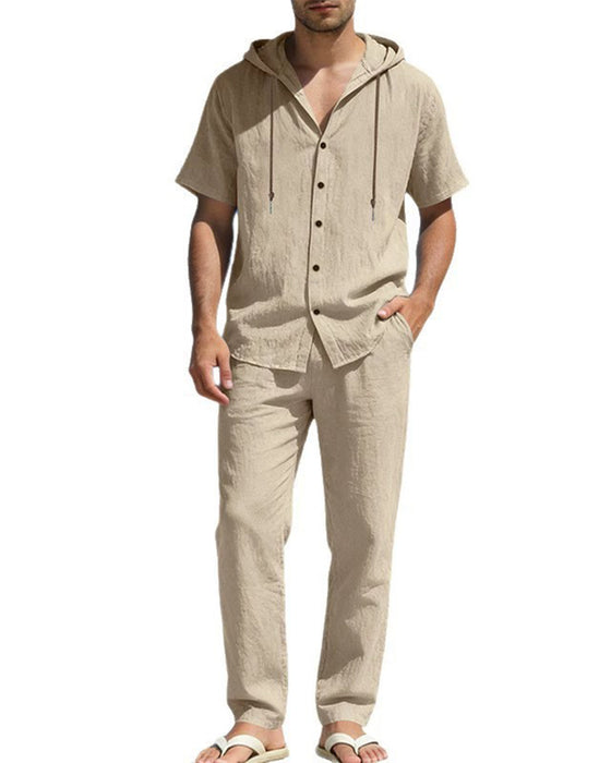 Heren Lichtgewicht Capuchon Tweedelig Set Voor Zomer Casual Wear