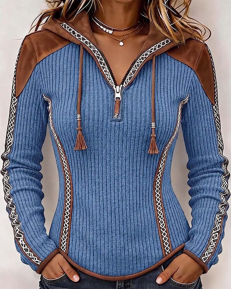 Top Capuchon Rits Casual