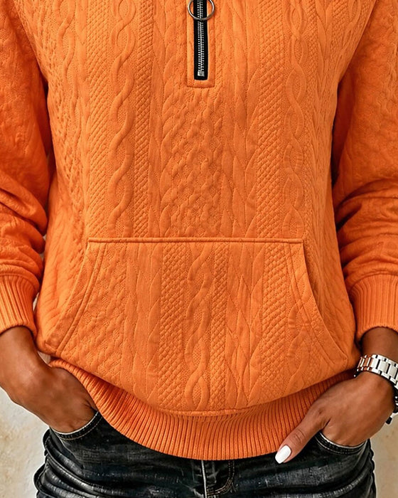 Sweatshirt Half Rits Effen Casual
