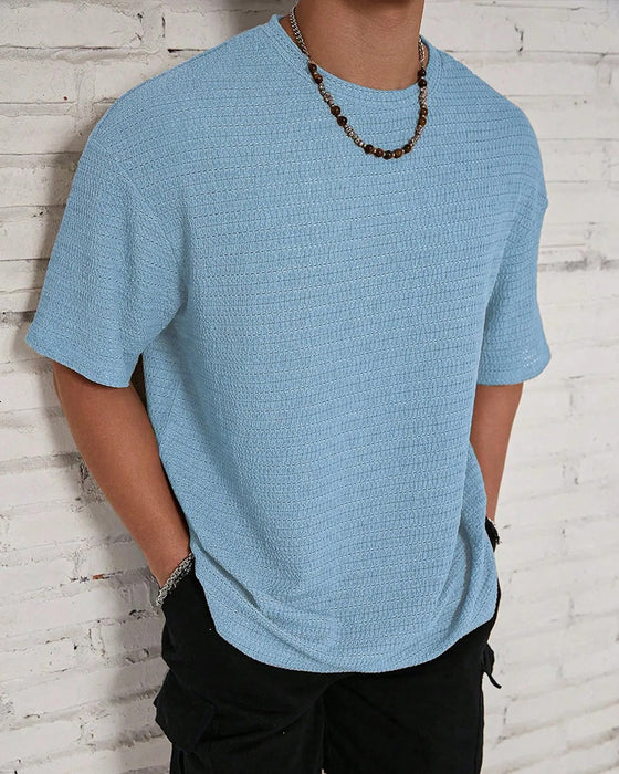 T-Shirt Heren Effen Kleur Ademend Korte Mouw