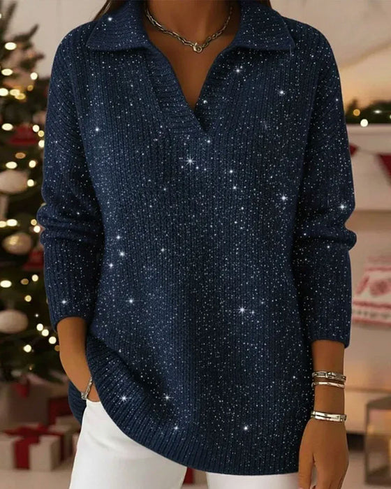 Pullover Revers Lange Mouw Los