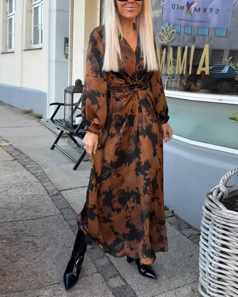 Jurk Met Lantaarnmouwen En Retro Print