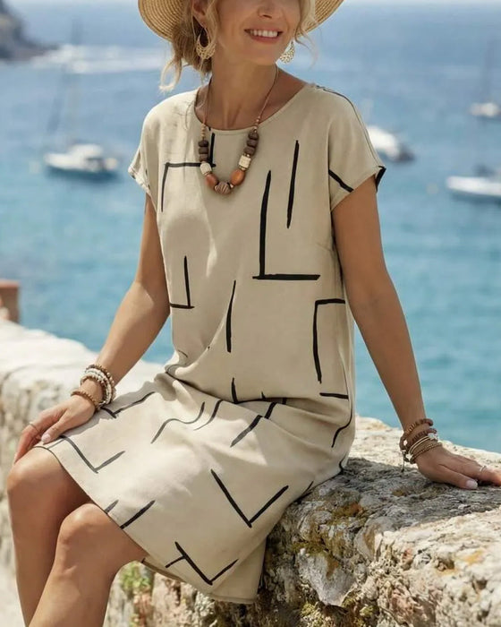 Jurk Dames Zomer Casual Print Rond Hals
