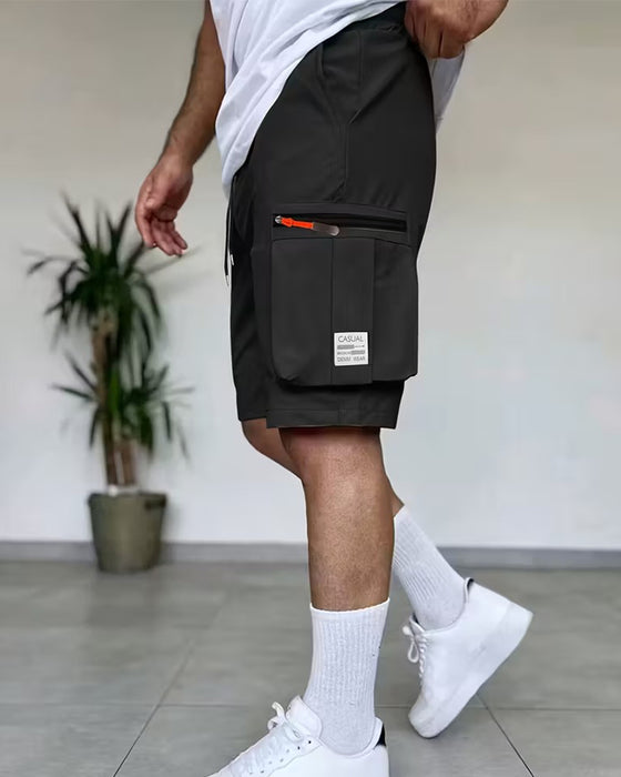 Heren Broek Effen Loose Fit Kort Cargo