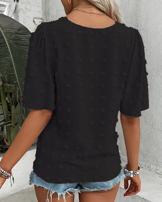 Blouse Samengevoegd Jacquard Ruche Mouw