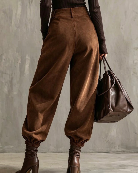 Broek Hoge Taille Multi-Knoop Boord Harem