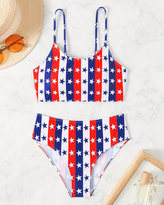 Bikini Sterren En Strepen Print
