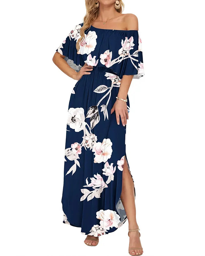 Jurk Elegant Inktwasbehandeling Bloemen Maxi