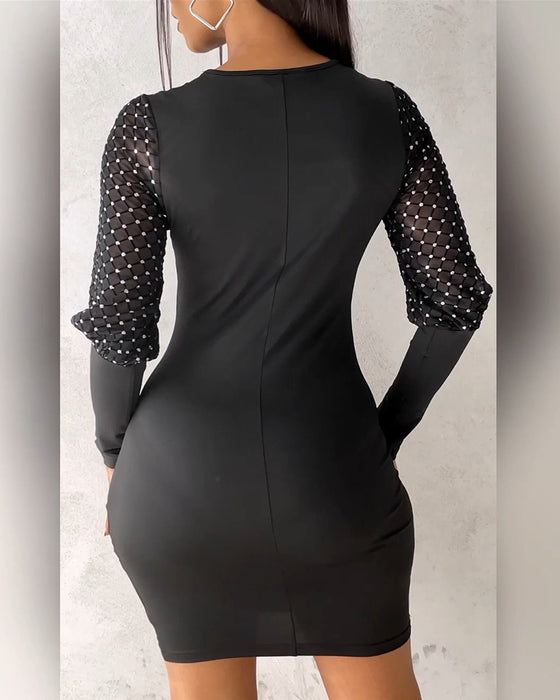 Effen Kleur Langmouwige Jurk Van Gaasstof