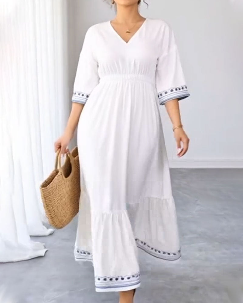 Jurk V-hals Halve Mouw Taille A-Zoom