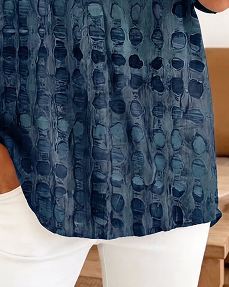 Blouse Stippenprint Knoop Half Knoopsluiting