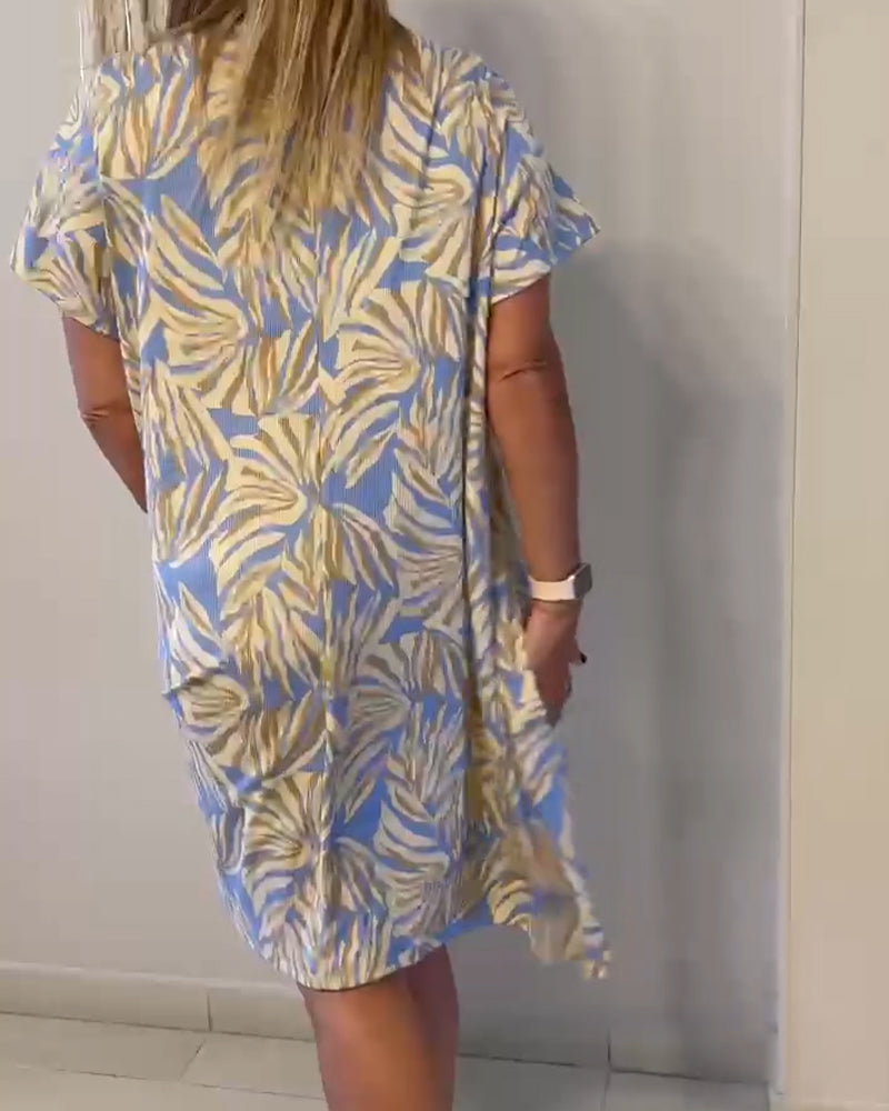 Jurk Korte Mouw Abstract Print Los