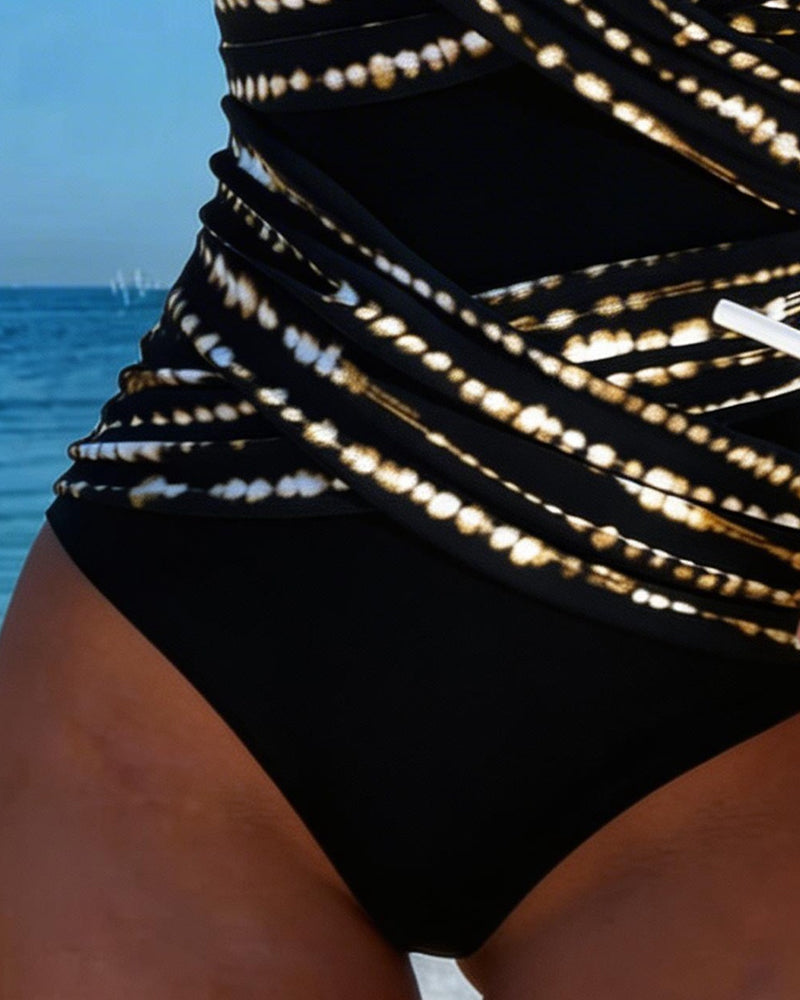 Een Stuk Tanktop Stijl V-Hals Bedrukt