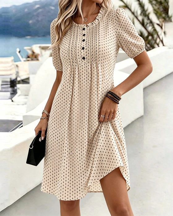 Jurk Rondhals Polka Dot Ruffle