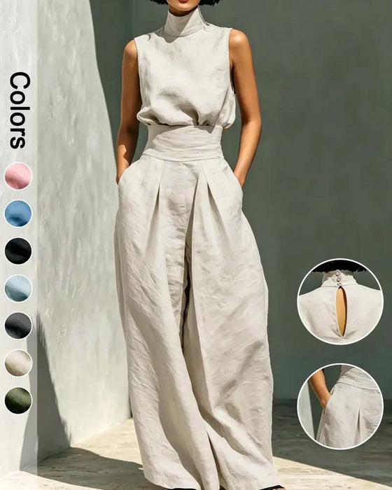 Overall Hoge Hals Mouwloos Wijde Pijp Taille