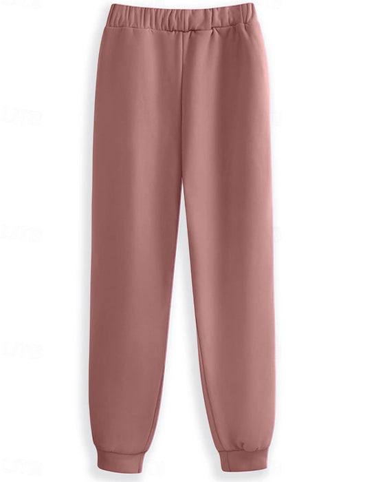 Fleece casual broek met letterprint