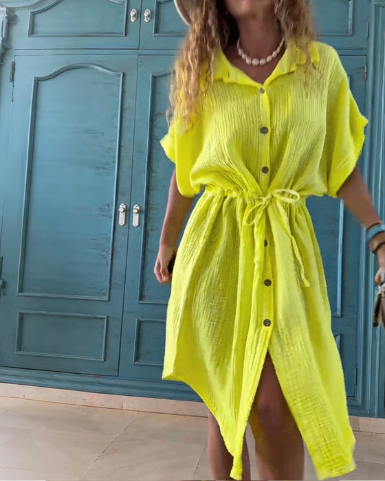 Casual Jurk Effen Kleur Met Trekkoord