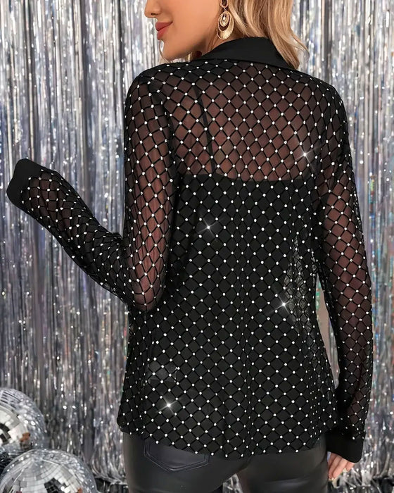 Glanzend Overhemd Met Reverskraag En Lange Mouwen