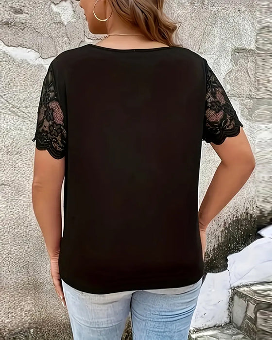 Blouse Korte Mouw Kanteninzet