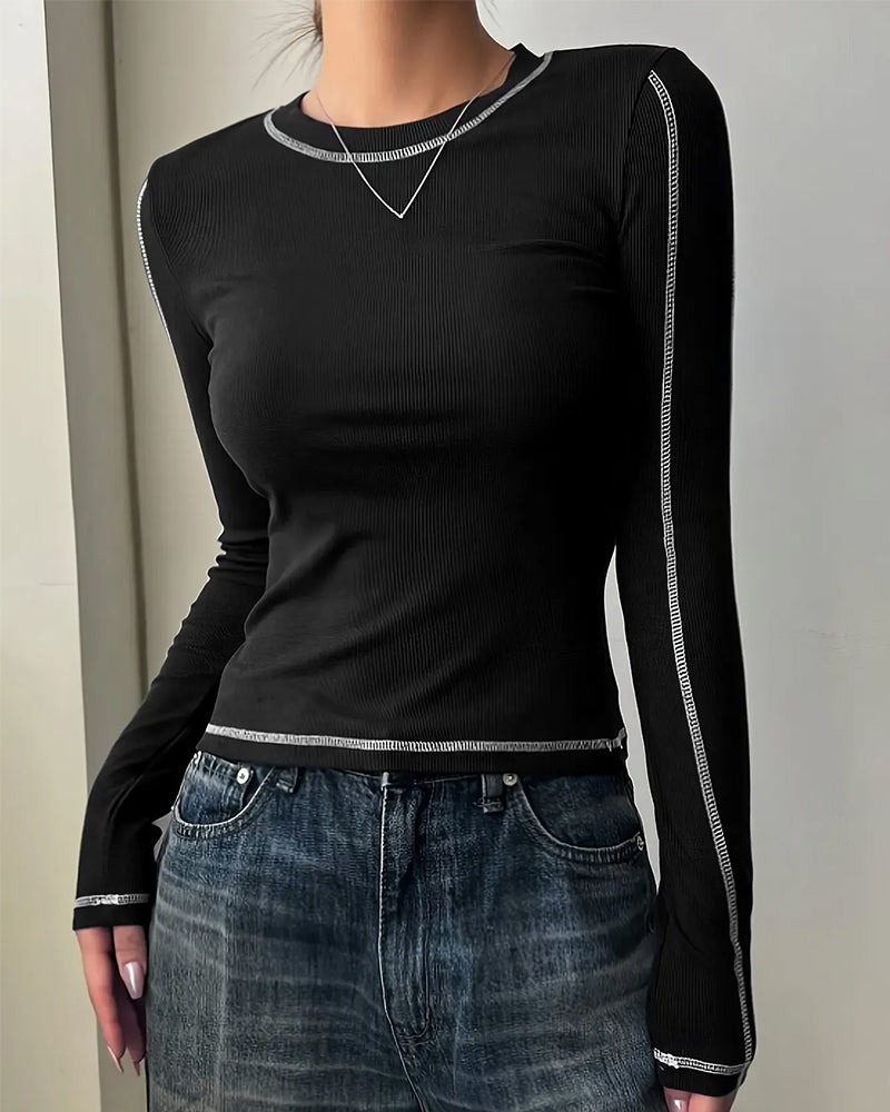 Top Stijlvol Ronde Hals Slim Fit Lange Mouw