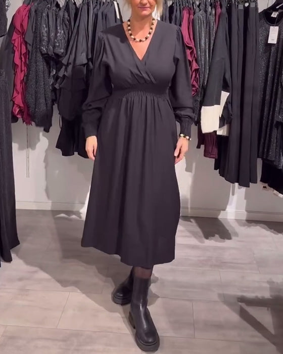 Jurk Met Pofmouwen En Taille-Omlijstend Design