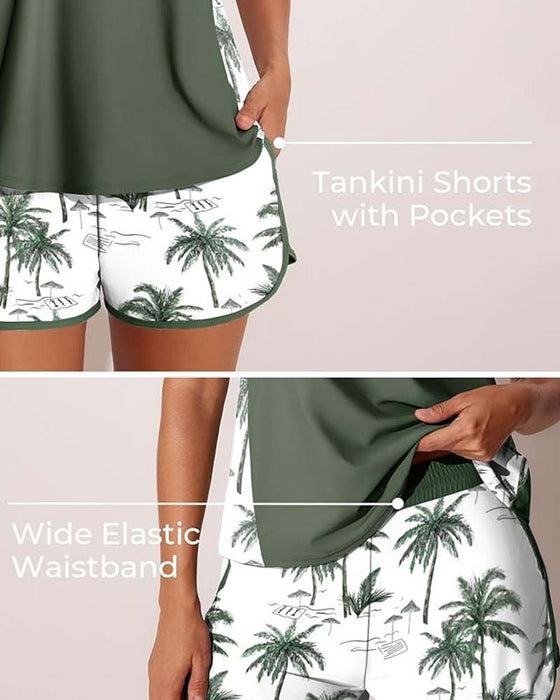 Tankini Kleurenblok Boyleg Bedrukt