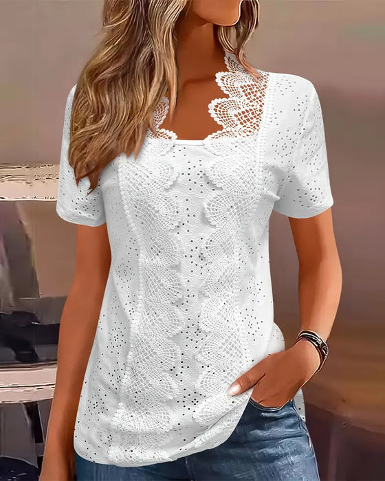Blouse Effen Modieus Kant