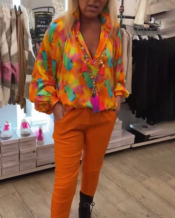 Bloemenblouses met revers voor dames