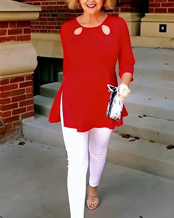 Top Driekwart Mouw Uitsnijding Aansluitend